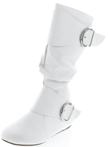 Forever Link Women's Klein-70 Closed Round Toe Buckle Slouch Flat Heel Mid-Calf Boot