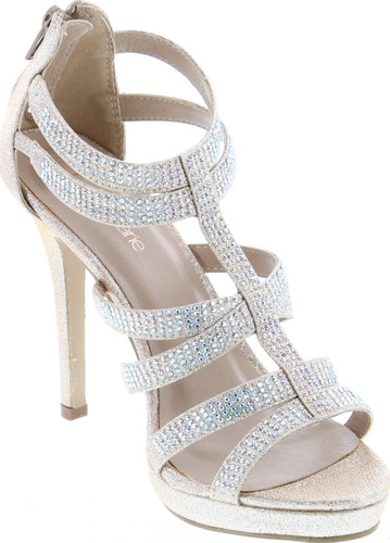 Bella Marie Women's Alessa-25 Special Occasion Rhinestone Strappy Heeled Sandal