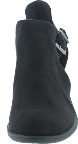 Betani Women's Side Cut Out Buckle Strap Stacked Chunky Heel Ankle Boot