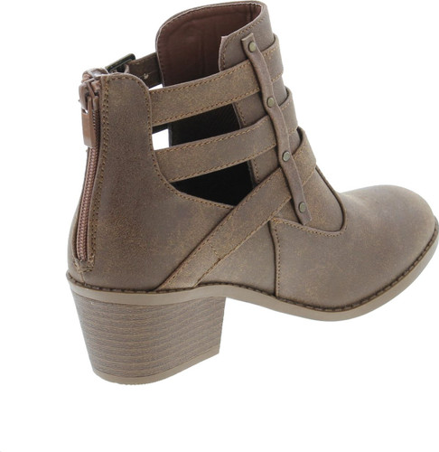 Forever Link Eury-1 Women's Fashion Round Toe Buckles Low Heel Ankle Booties Shoes