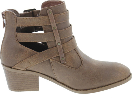 Forever Link Eury-1 Women's Fashion Round Toe Buckles Low Heel Ankle Booties Shoes