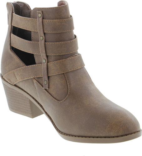 Forever Link Eury-1 Women's Fashion Round Toe Buckles Low Heel Ankle Booties Shoes