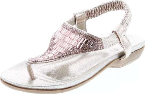 Lucita Crab Crab-1809Km Little Girls Gladiator Rhinestone Comfort Flat Sandals