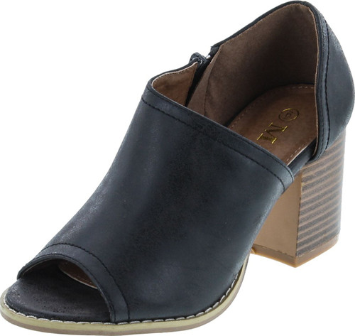 Mata Shoes Women's Side Zipper Cut Out Stacked Chunky Heel Sandals Half Size Small