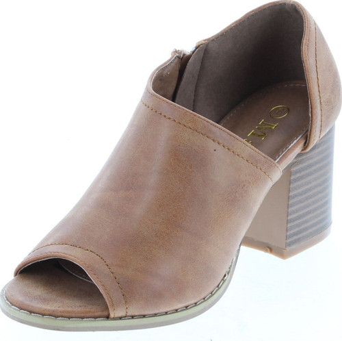 Mata Shoes Women's Side Zipper Cut Out Stacked Chunky Heel Sandals Half Size Small