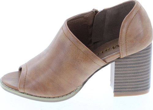 Mata Shoes Women's Side Zipper Cut Out Stacked Chunky Heel Sandals Half Size Small