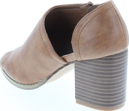 Mata Shoes Women's Side Zipper Cut Out Stacked Chunky Heel Sandals Half Size Small