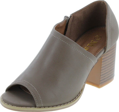 Mata Shoes Women's Side Zipper Cut Out Stacked Chunky Heel Sandals Half Size Small