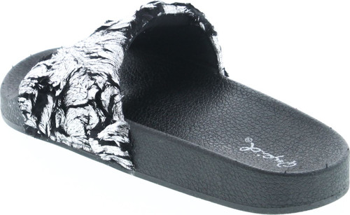 Qupid Booboo-07 Women Metallic Faux Fur Slide Casual Lounging Trendy Furry Slipper