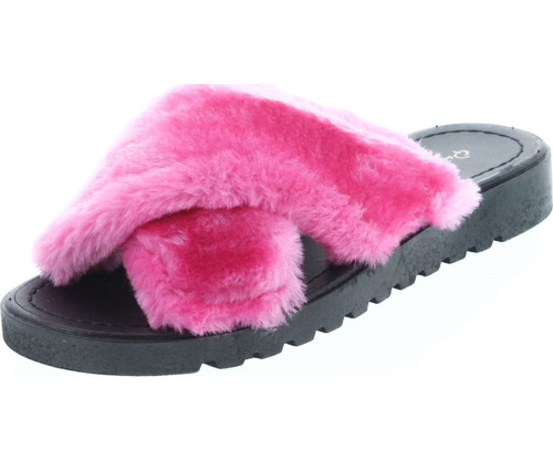 Qupid Conner-01 Women's Criss Cross Strap Slip On Slipper Platform Sandals