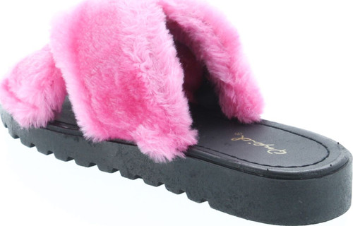 Qupid Conner-01 Women's Criss Cross Strap Slip On Slipper Platform Sandals