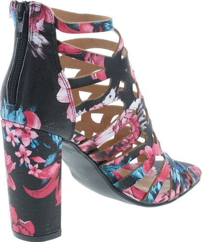 Bellamarie Women's Shirley-30F Floral Caged Cutout Ankle-High Round Block Heel Sandals