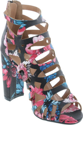 Bellamarie Women's Shirley-30F Floral Caged Cutout Ankle-High Round Block Heel Sandals
