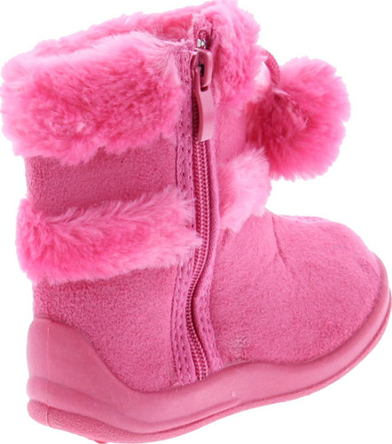 Kali Footwear Girls Zello Butterfly Glitter Pom Pom Boots