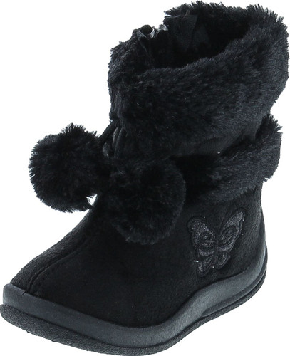 Kali Footwear Girls Zello Butterfly Glitter Pom Pom Boots