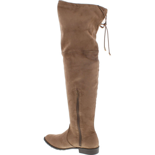 Yoki Anora Women's Drawstring Side Zipper Low Heel Thigh High Boots