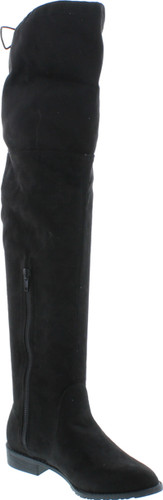 Yoki Anora Women's Drawstring Side Zipper Low Heel Thigh High Boots