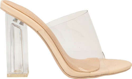 Static Footwear Translucent Block High Clear Heels Mule Open Toe Sandals