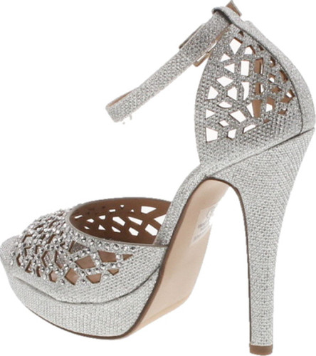 Delicious Womens Cadence Metallic High Heel Rhinestone Dress Party Shoes