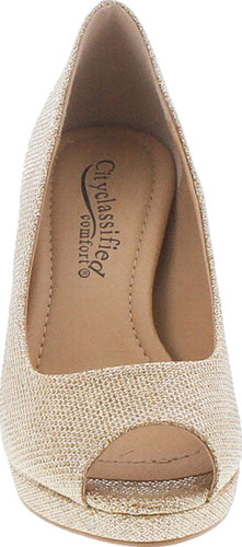 City Classified Womens Walter Metallic Dress Heel Party Shoes With Comfort Padded Footbed
