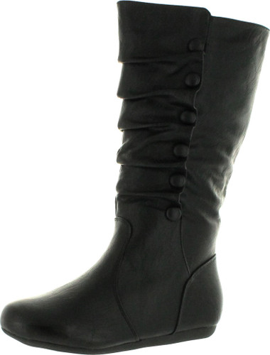 Top Moda Bank-78 Womens Mid Calf Round Toe Stiching Flat Boots