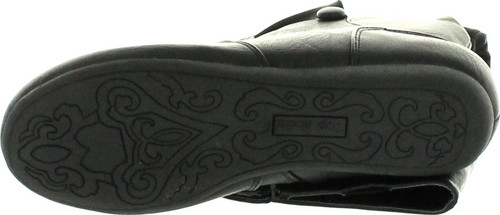 Top Moda Bank-78 Womens Mid Calf Round Toe Stiching Flat Boots