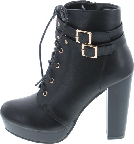 Top Moda Women's Cici-1 High Heel Lace Up Ankle Boots Platform Booties With Studs