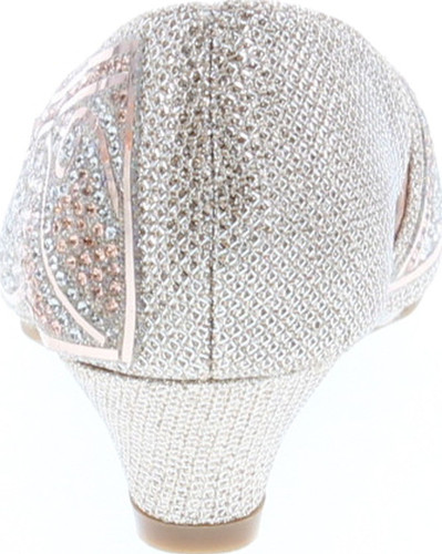 Bella Marie Girls Truly-5 Kids Sparkle Crystal Bling Open Toe Low Kitten Heel Pumps