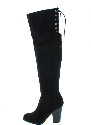 Chase & Chloe Max-2 Women's Over The Knee Thigh High Suede Chunky Heel Boot