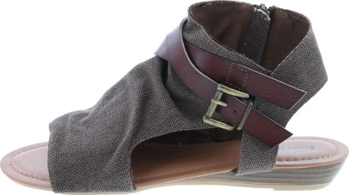 Pierre Dumas Women's Open Toe Sandal With Decorative Ankle Strap Brenna-1 Two Tone Canvas Open