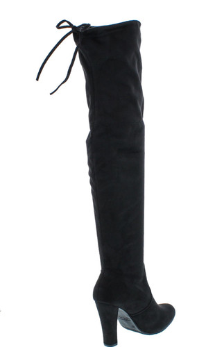 Forever Link Women's Stacked Chunky Heel Stretch Thigh High Pull On Boot