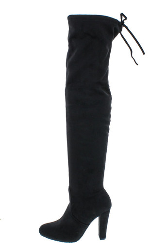 Forever Link Women's Stacked Chunky Heel Stretch Thigh High Pull On Boot