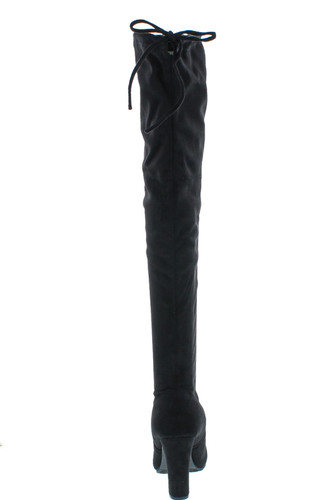 Forever Link Women's Stacked Chunky Heel Stretch Thigh High Pull On Boot