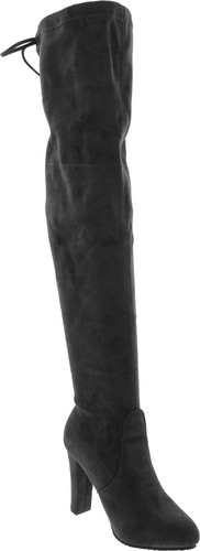 Forever Link Women's Stacked Chunky Heel Stretch Thigh High Pull On Boot