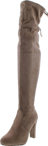 Forever Link Women's Stacked Chunky Heel Stretch Thigh High Pull On Boot