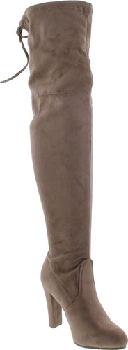 Forever Link Women's Stacked Chunky Heel Stretch Thigh High Pull On Boot