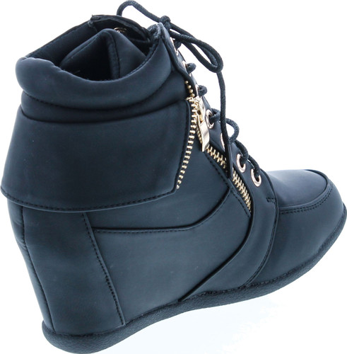 Static Footwear Womens Peter-30 Lace Up Hidden Wedge High Top Fashion Sneakers