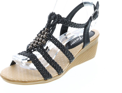 Forever Link Paramount-08 Women's Woven Beaded Floral Boho Wedge Sandal