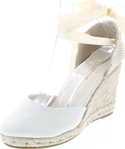 Bamboo Timeoff-02 Womens Fabric Lace Wedge Platform Sandals