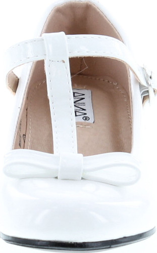 Anna Kate-5K Kids Low Heel Ankle Strap Bow T-Strap Mary-Jane Shinny Pu