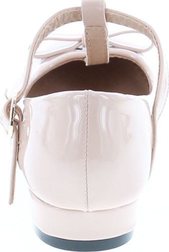 Anna Kate-5K Kids Low Heel Ankle Strap Bow T-Strap Mary-Jane Shinny Pu