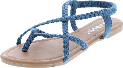 Anna Women's Razzi-11 Braided Strappy Flat Y-Strap Flip Flop Sandal