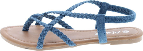 Anna Women's Razzi-11 Braided Strappy Flat Y-Strap Flip Flop Sandal