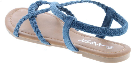 Anna Women's Razzi-11 Braided Strappy Flat Y-Strap Flip Flop Sandal