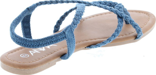 Anna Women's Razzi-11 Braided Strappy Flat Y-Strap Flip Flop Sandal