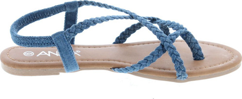 Anna Women's Razzi-11 Braided Strappy Flat Y-Strap Flip Flop Sandal