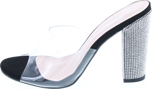 Top Moda Womens Kyoto-38 Bling Heel Transparent Lucite Fashion Sandals