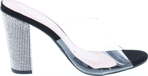 Top Moda Womens Kyoto-38 Bling Heel Transparent Lucite Fashion Sandals