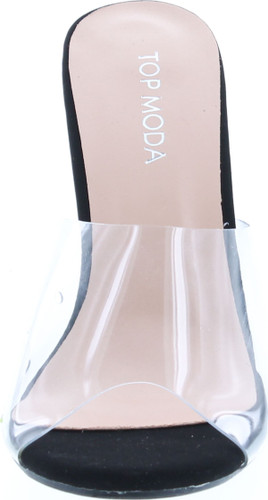 Top Moda Womens Kyoto-38 Bling Heel Transparent Lucite Fashion Sandals