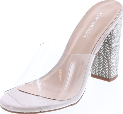 Top Moda Womens Kyoto-38 Bling Heel Transparent Lucite Fashion Sandals